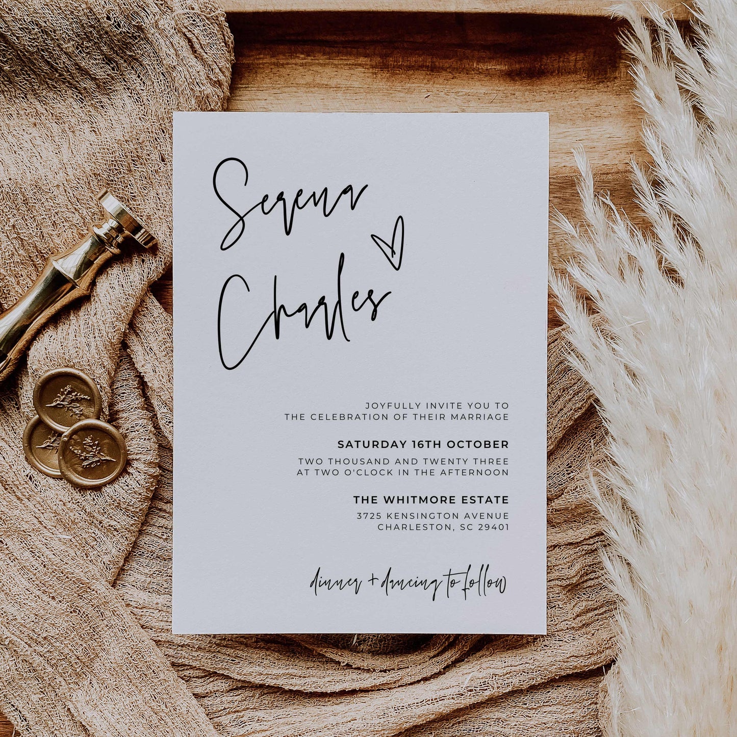 Premium Wedding Invitation Suite – Canva Template – Serena