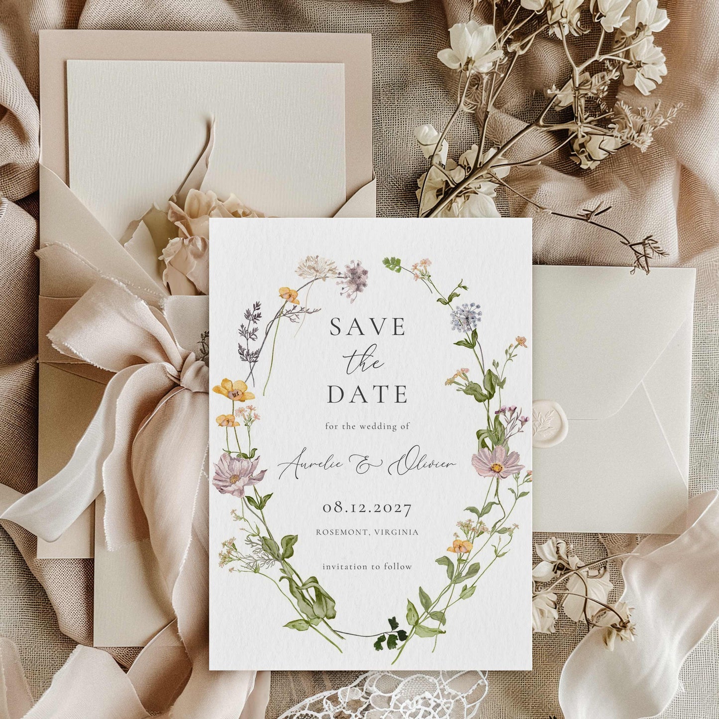 Wildflower Save the Date – Canva Template – Aurelie