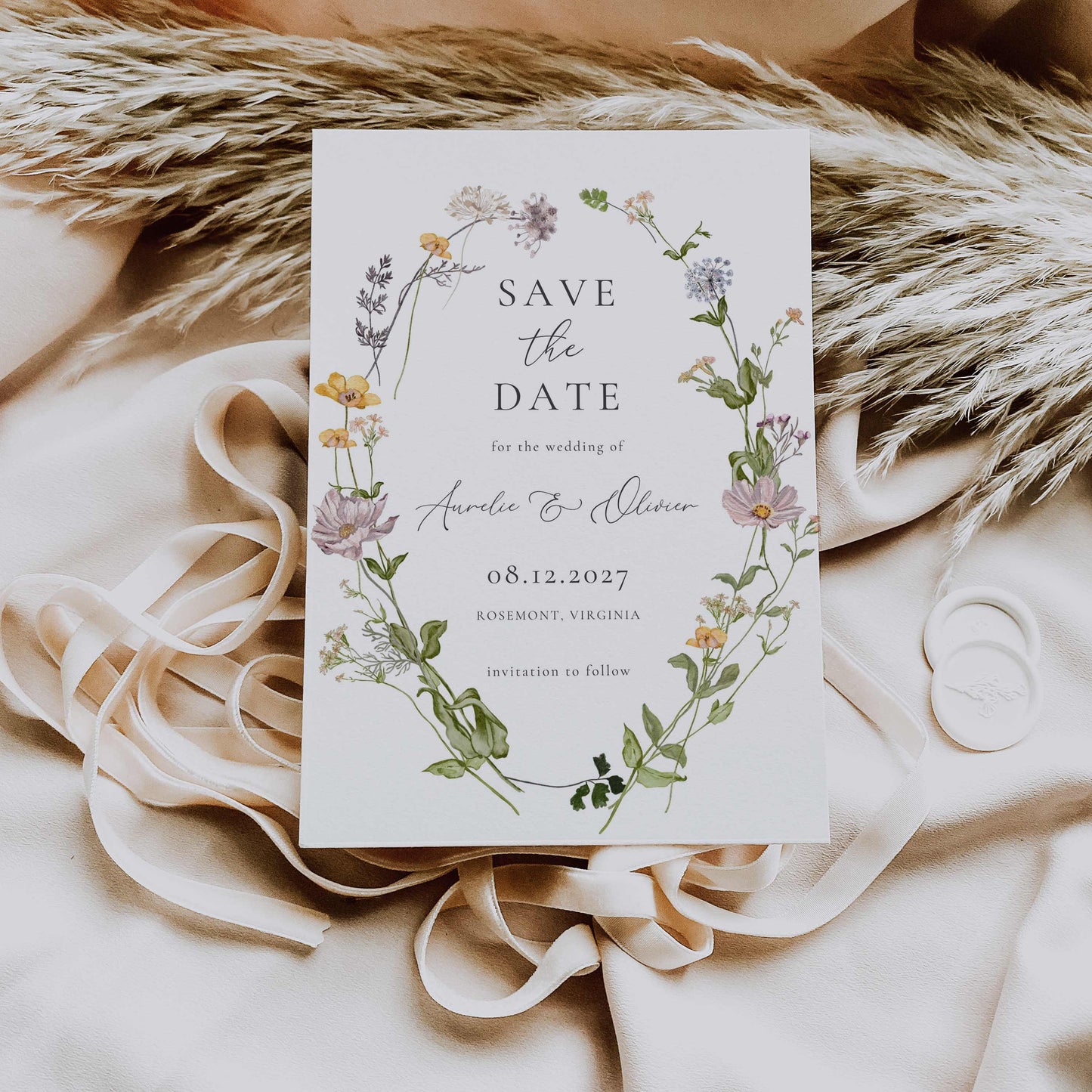 Wildflower Premium Wedding Invitation Suite – Canva Template – Aurelie