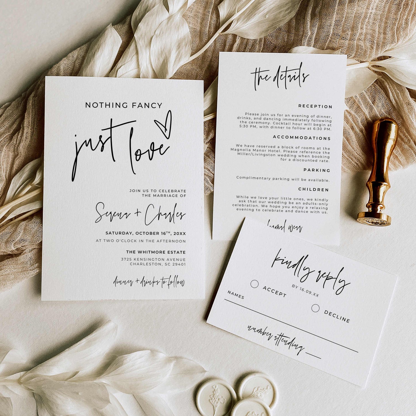 Premium Wedding Invitation Suite – Canva Template – Serena