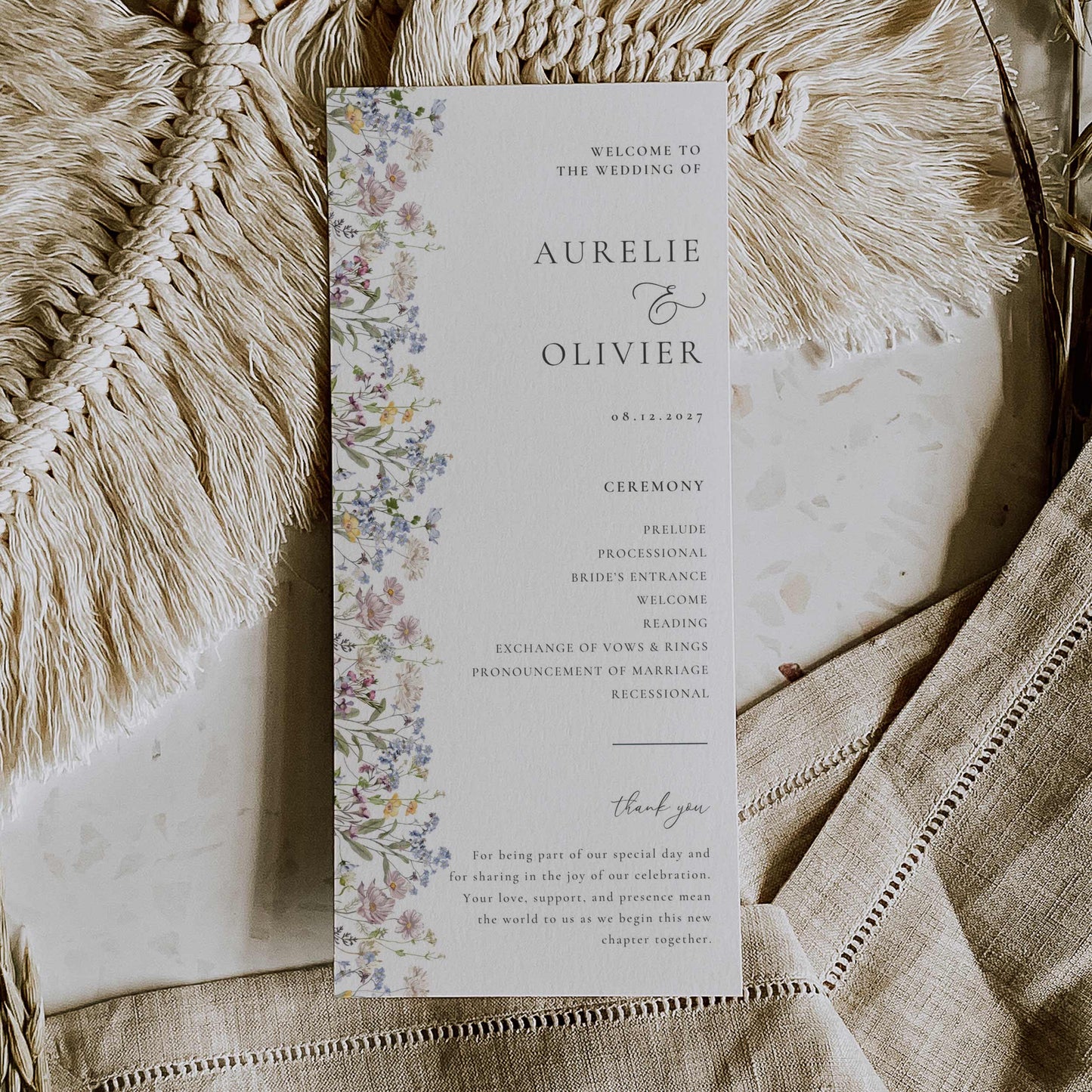 Wildflower Wedding Program – Canva Template – Aurelie