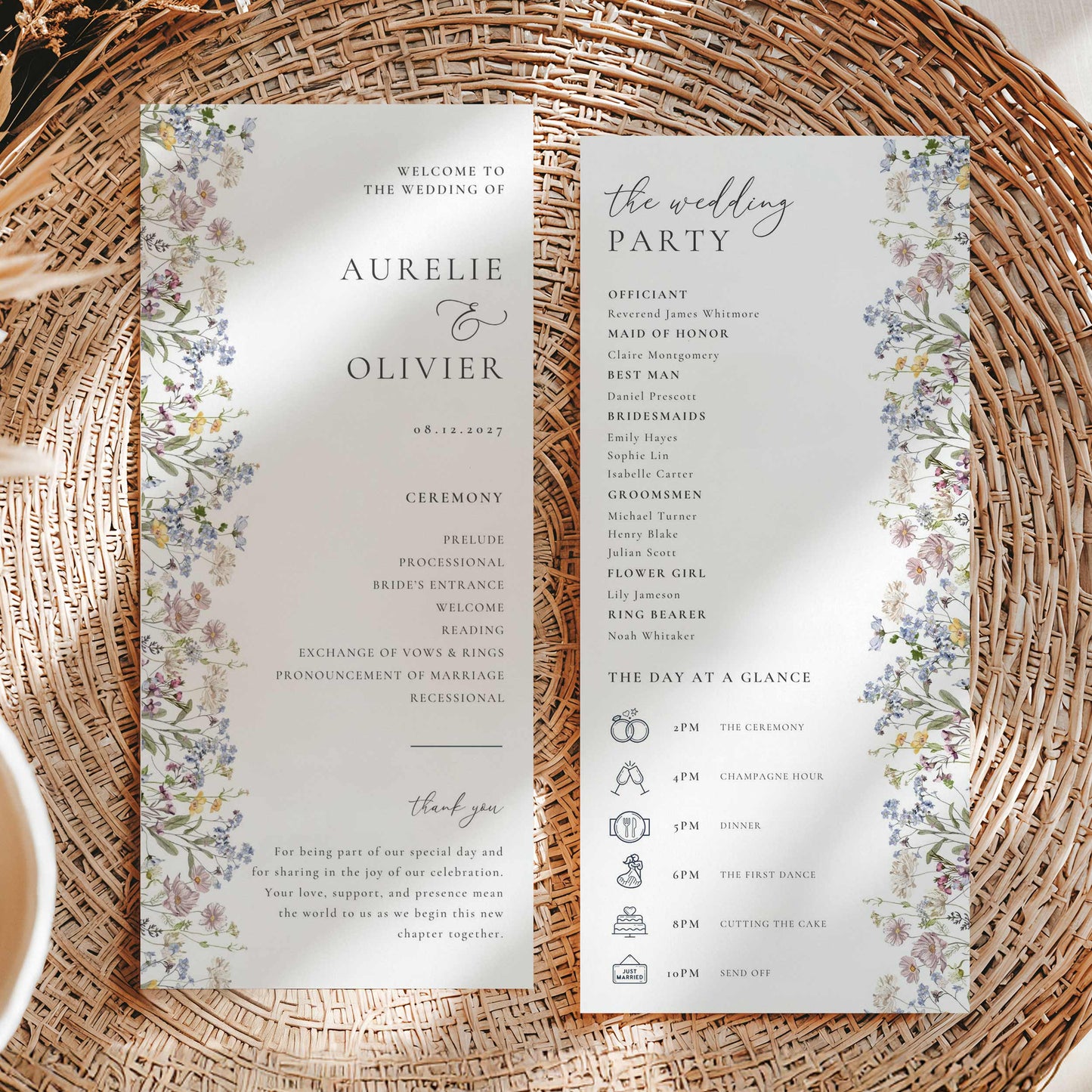 Wildflower Wedding Program – Canva Template – Aurelie