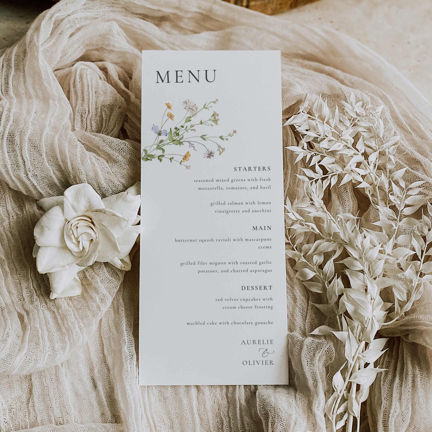 Wildflower Menu Card – Canva Template – Aurelie