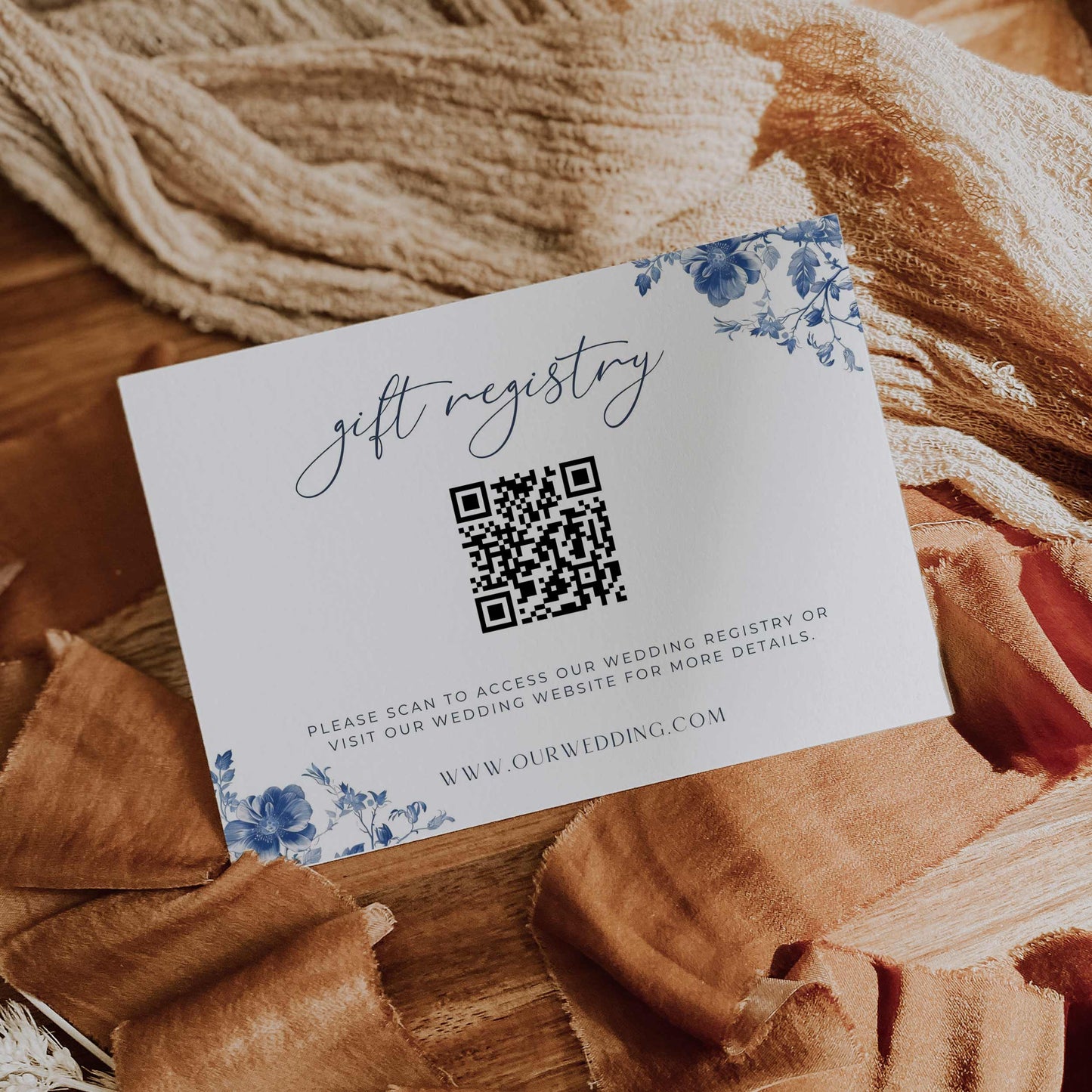 Blue Toile Registry Card – Canva Template – Elodie