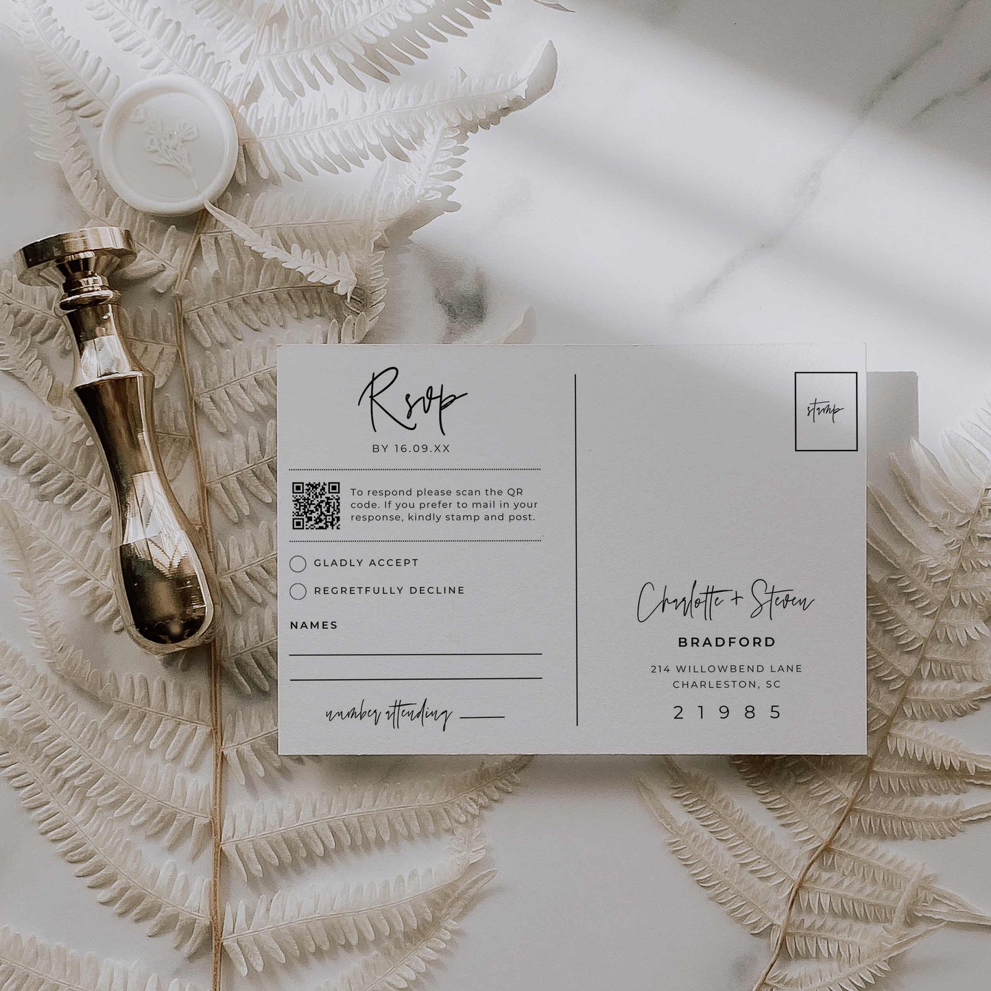 Premium Wedding Invitation Suite – Canva Template – Serena