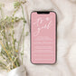 a phone with a pink background with a white calligraphy that says it's