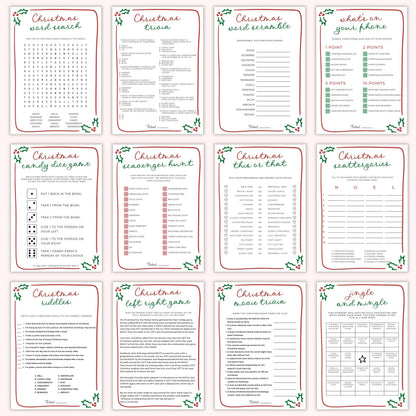Whimsical Hand-Drawn Christmas Party Games Bundle