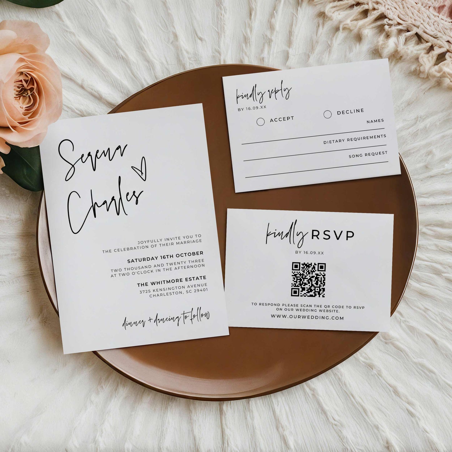 Premium Wedding Invitation Suite – Canva Template – Serena