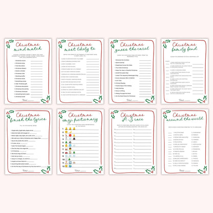 Whimsical Hand-Drawn Christmas Party Games Bundle
