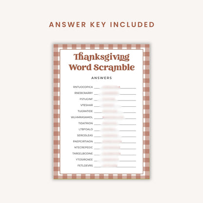 Gingham Thanksgiving Party Games Bundle