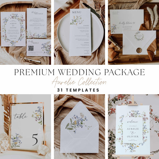 Wildflower Premium Wedding Package – Canva Template – Aurelie