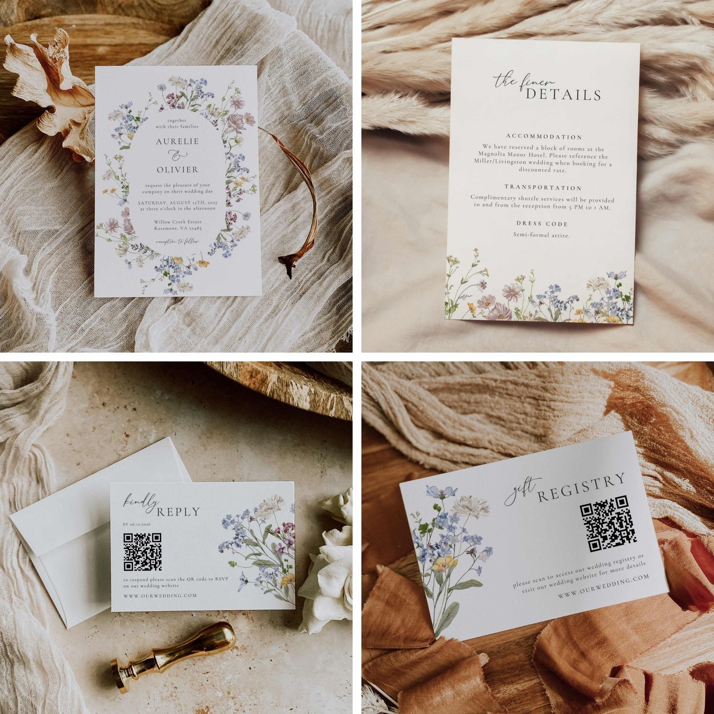 Wildflower Premium Wedding Package – Canva Template – Aurelie