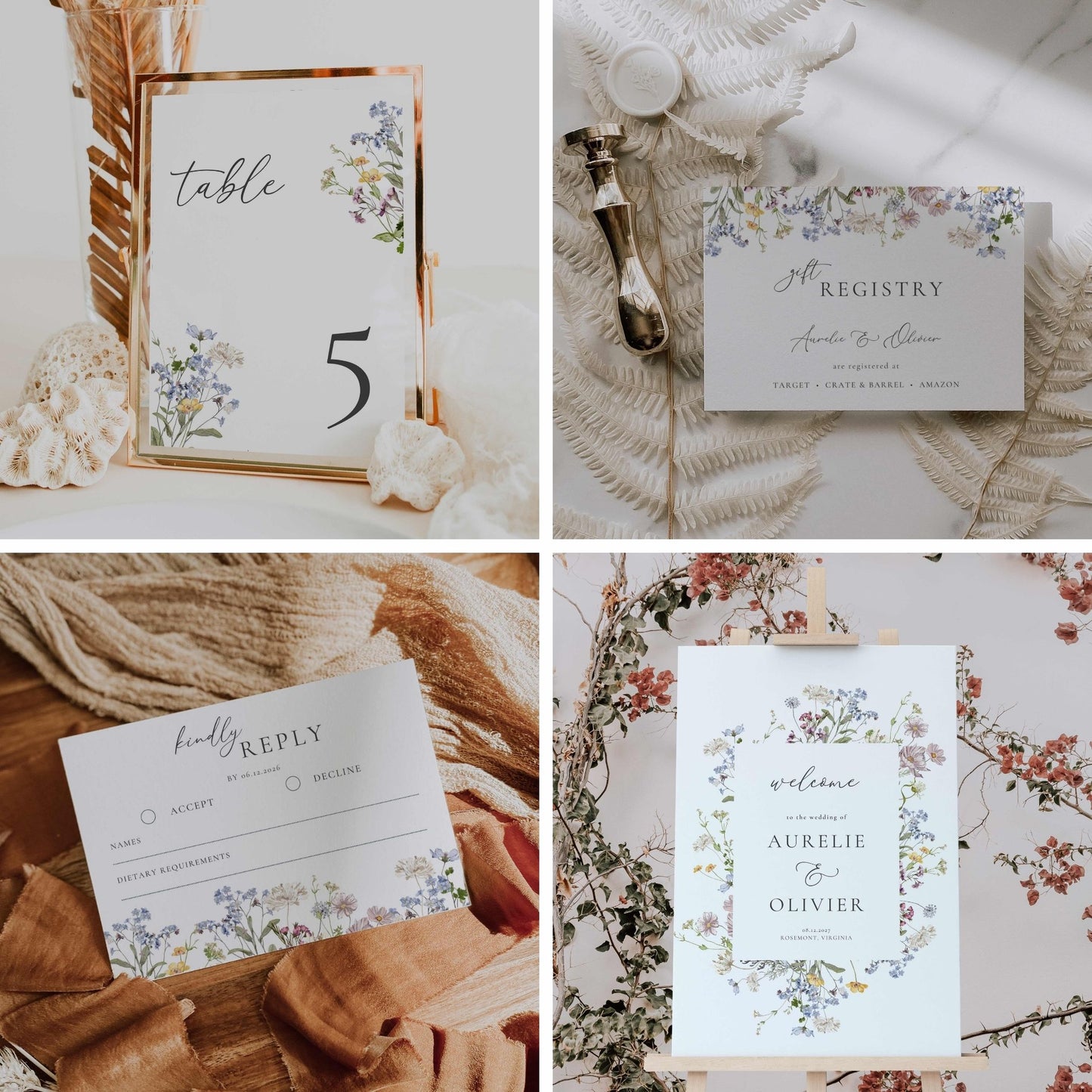 Wildflower Premium Wedding Package – Canva Template – Aurelie