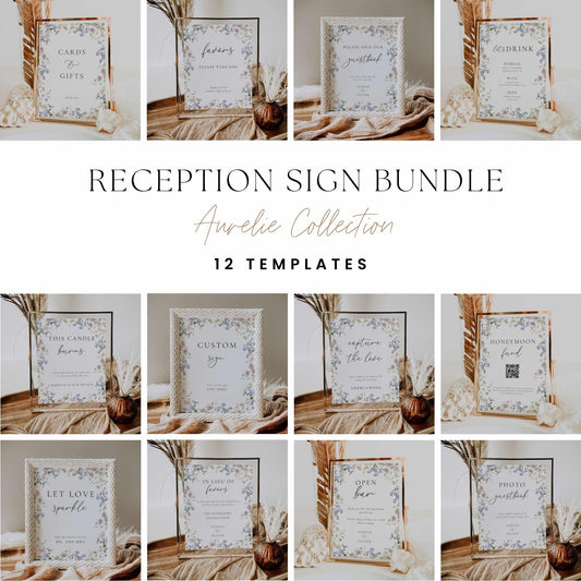Wildflower Reception Sign Package – Canva Template – Aurelie