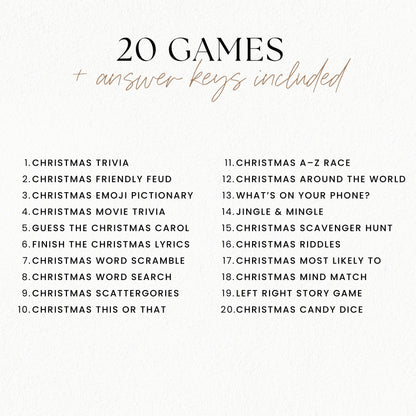Whimsical Hand-Drawn Christmas Party Games Bundle