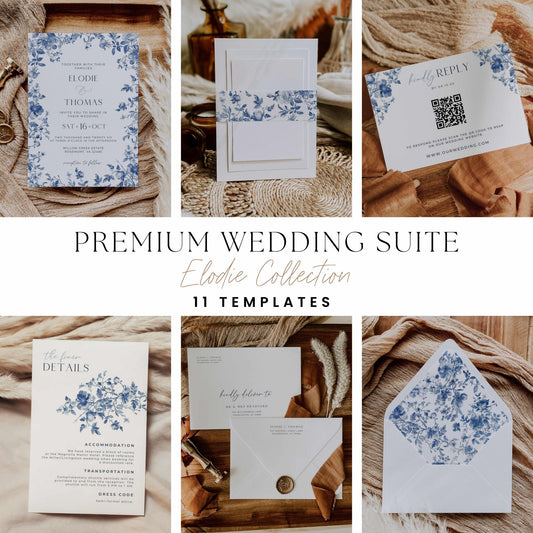 Premium Wedding Invitation Suite – Canva Template – Elodie