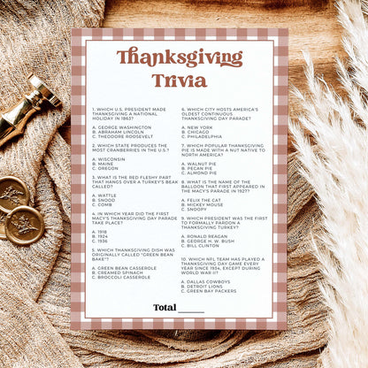 Gingham Thanksgiving Party Games Bundle