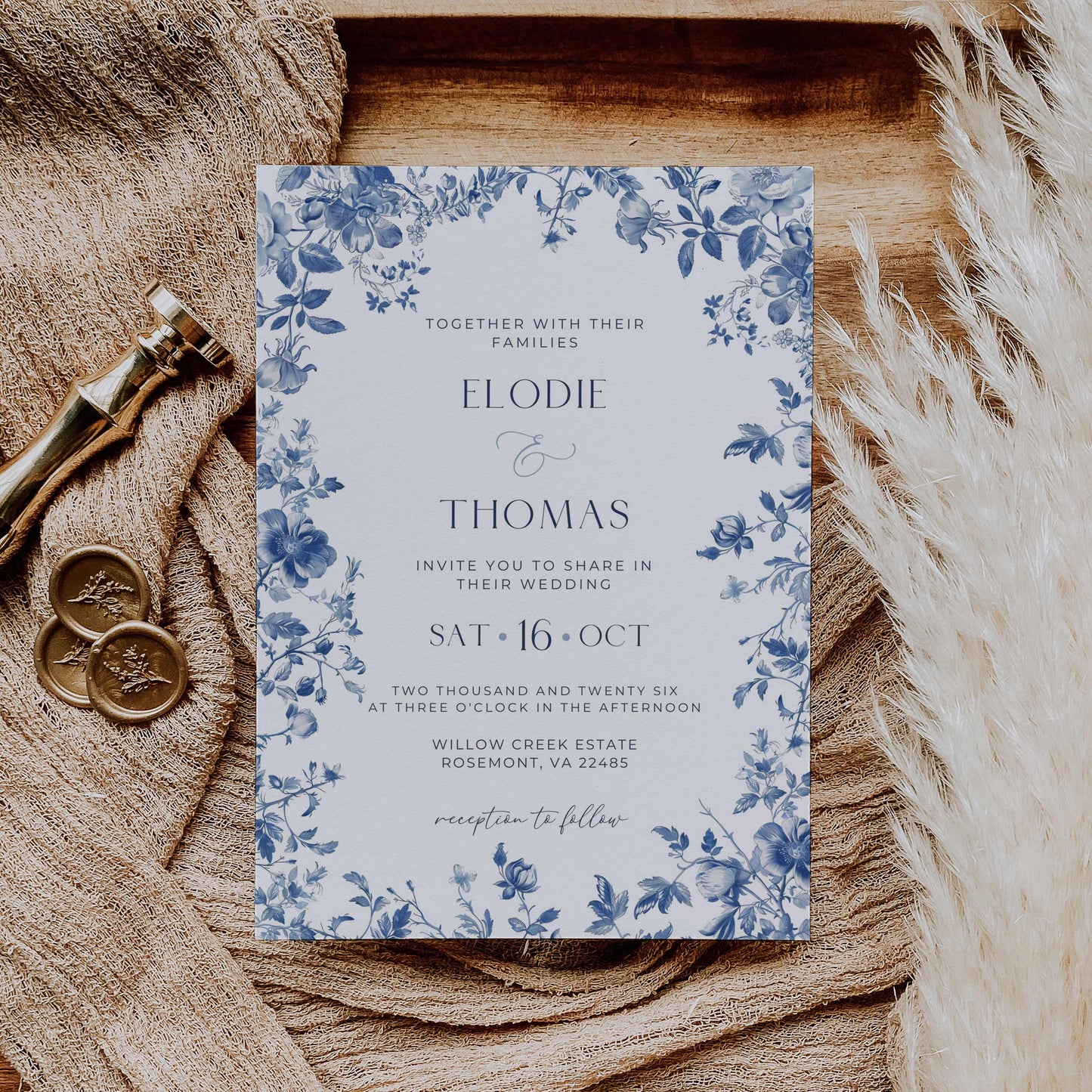Premium Wedding Invitation Suite – Canva Template – Elodie