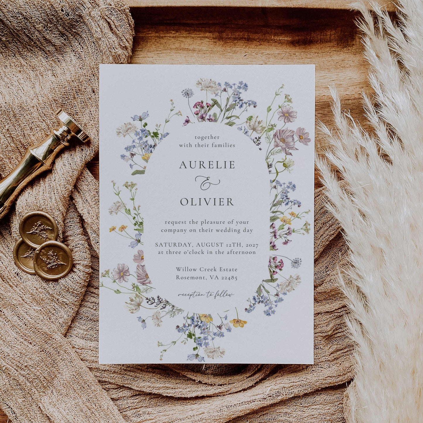 Wildflower Wedding Invitation – Canva Template – Aurelie