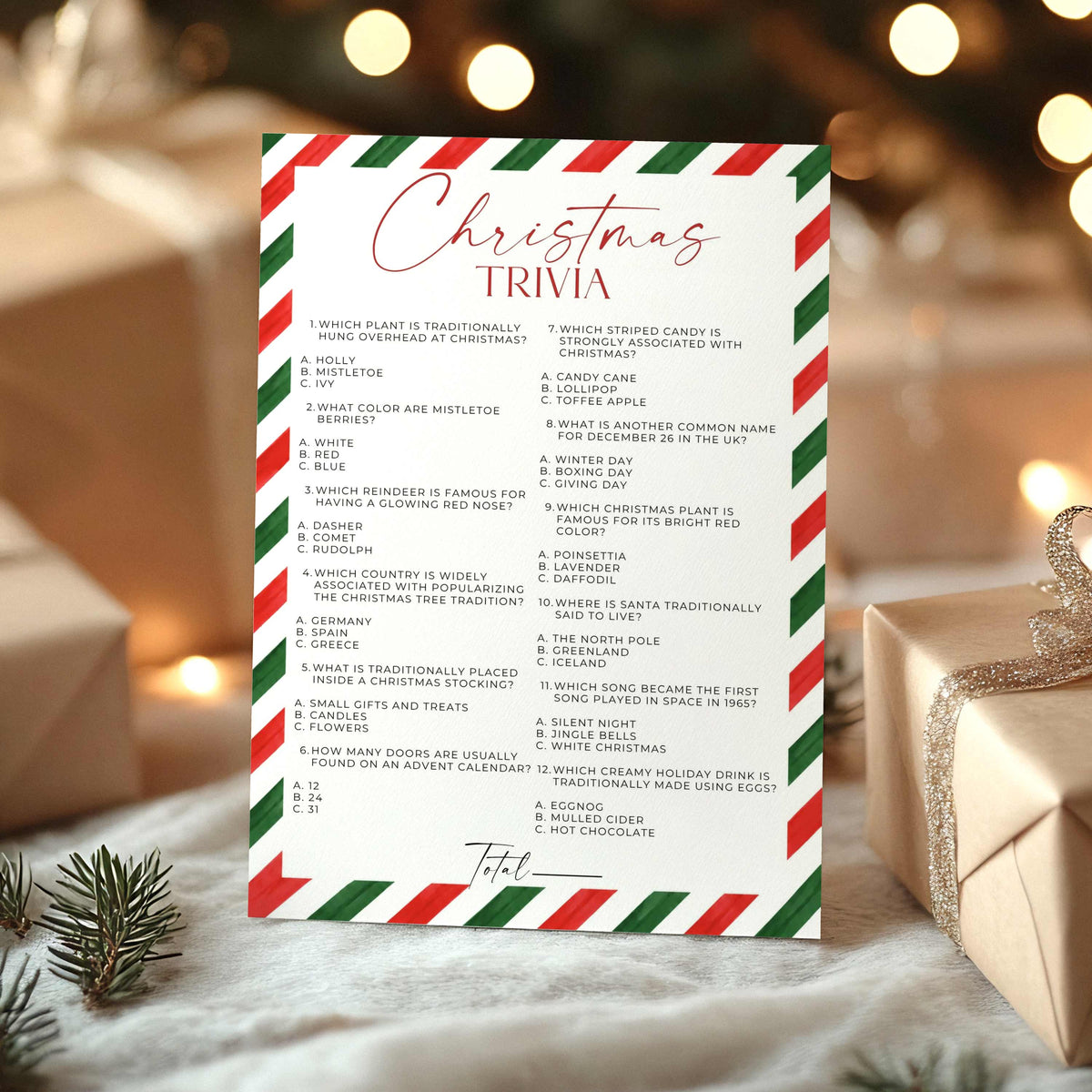 Candy Cane Stripe Christmas Party Games Bundle