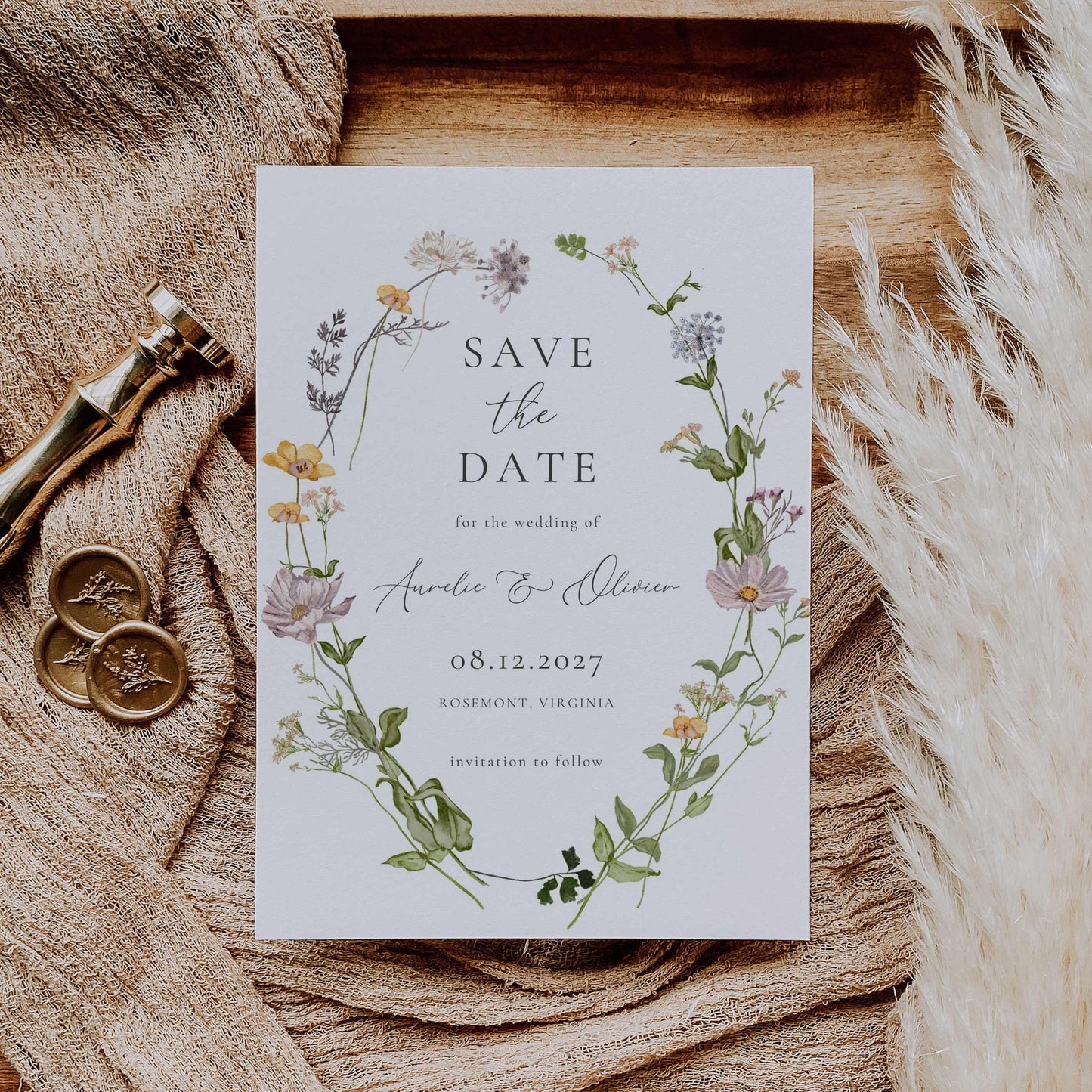 Wildflower Save the Date – Canva Template – Aurelie