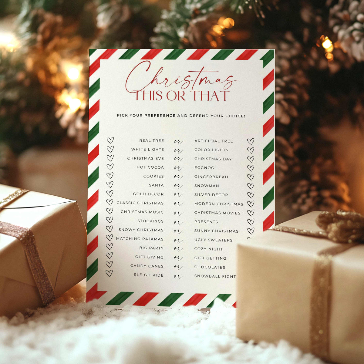 Candy Cane Stripe Christmas Party Games Bundle