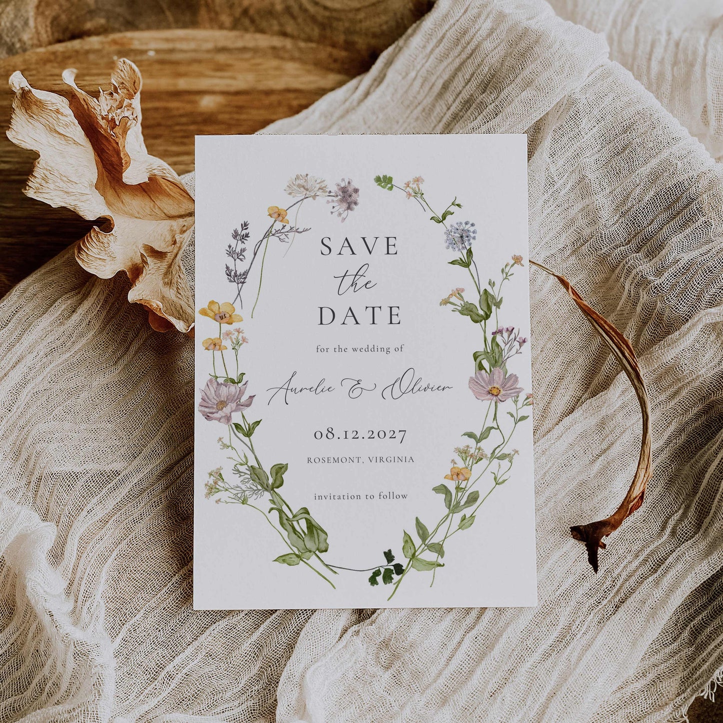 Wildflower Save the Date – Canva Template – Aurelie