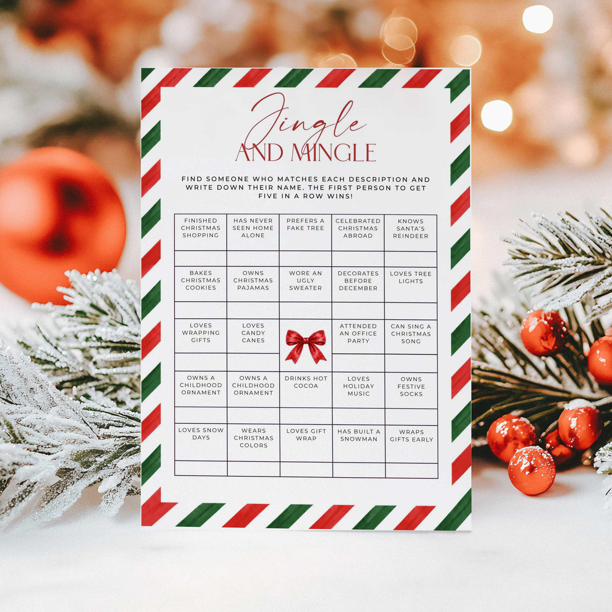 Candy Cane Stripe Christmas Party Games Bundle