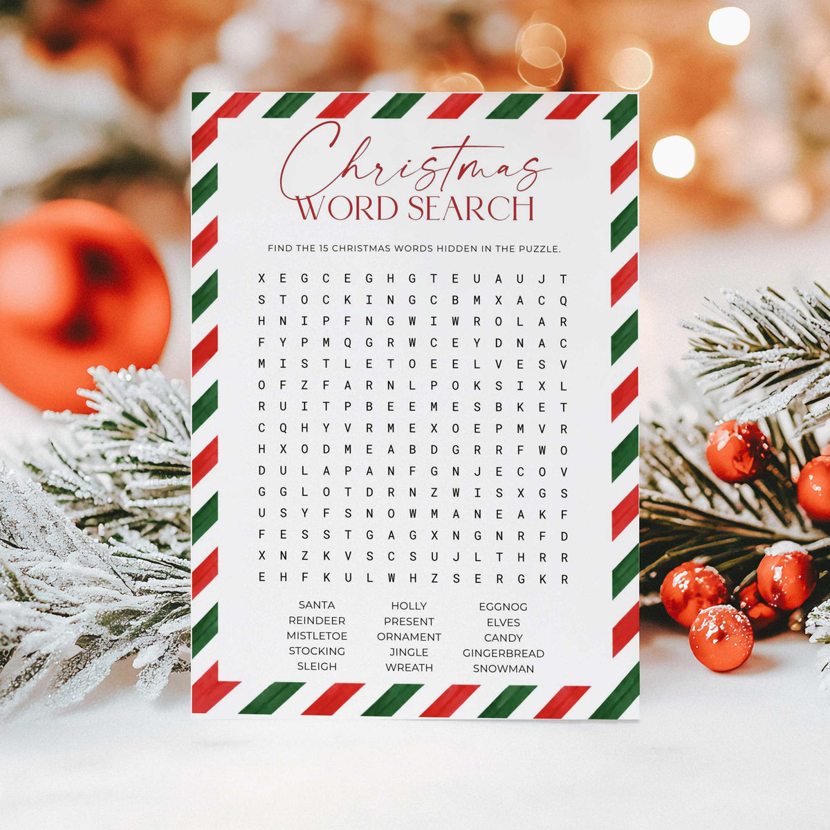 Candy Cane Stripe Christmas Party Games Bundle