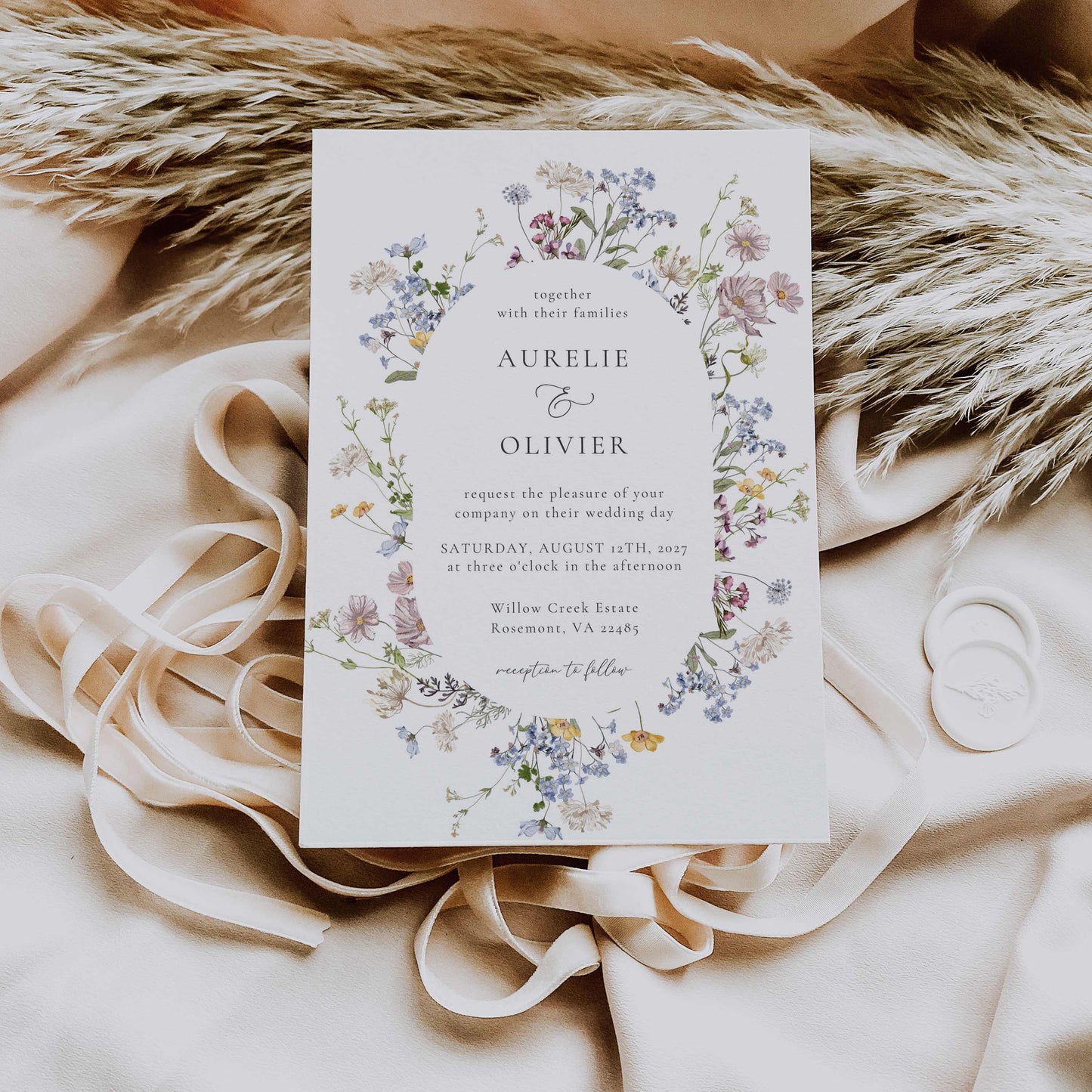 Wildflower Wedding Invitation – Canva Template – Aurelie