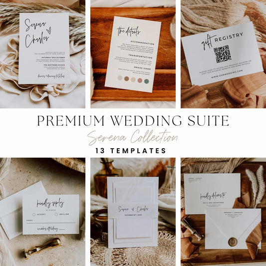 Premium Wedding Invitation Suite – Canva Template – Serena