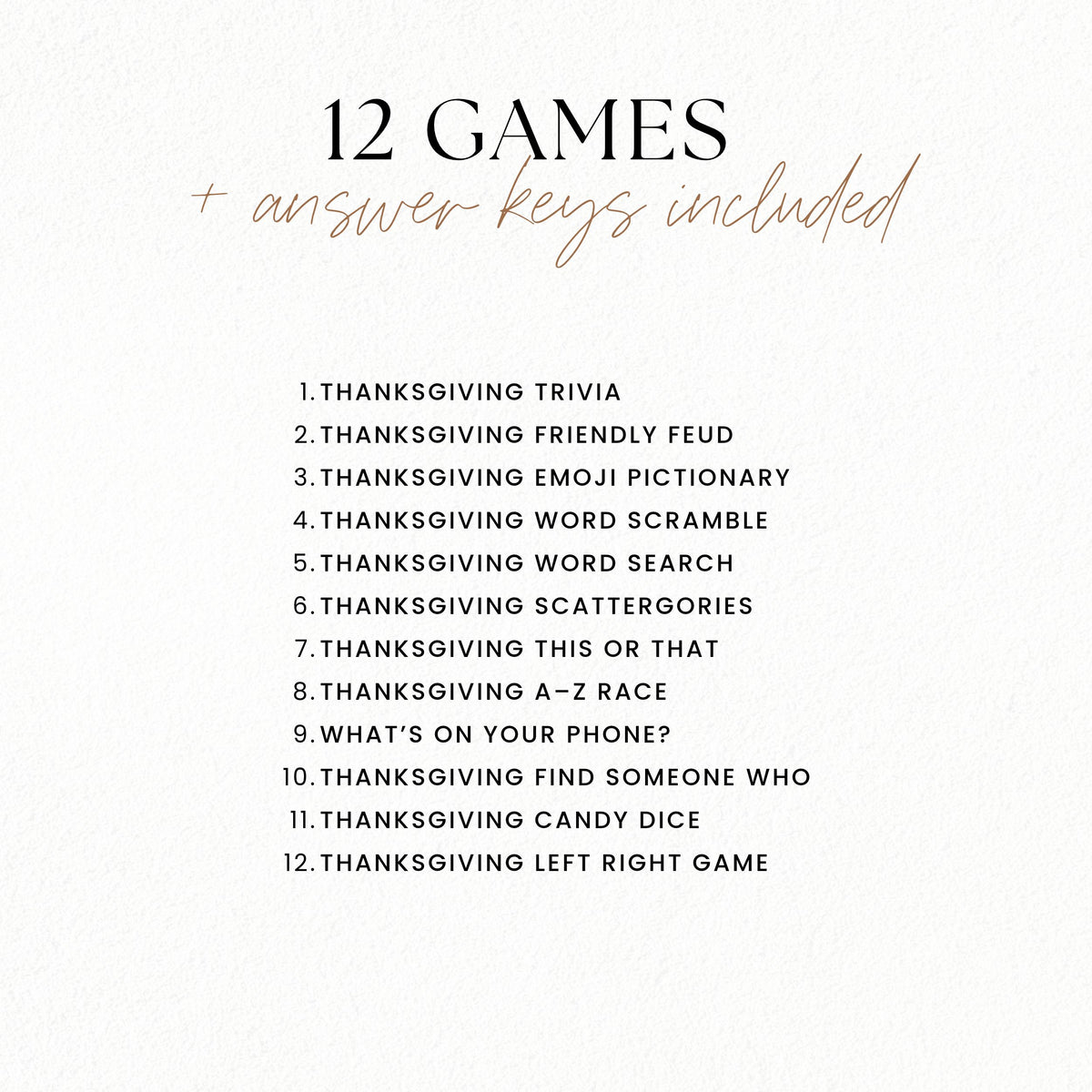 Gingham Thanksgiving Party Games Bundle