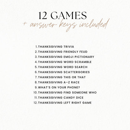 Gingham Thanksgiving Party Games Bundle