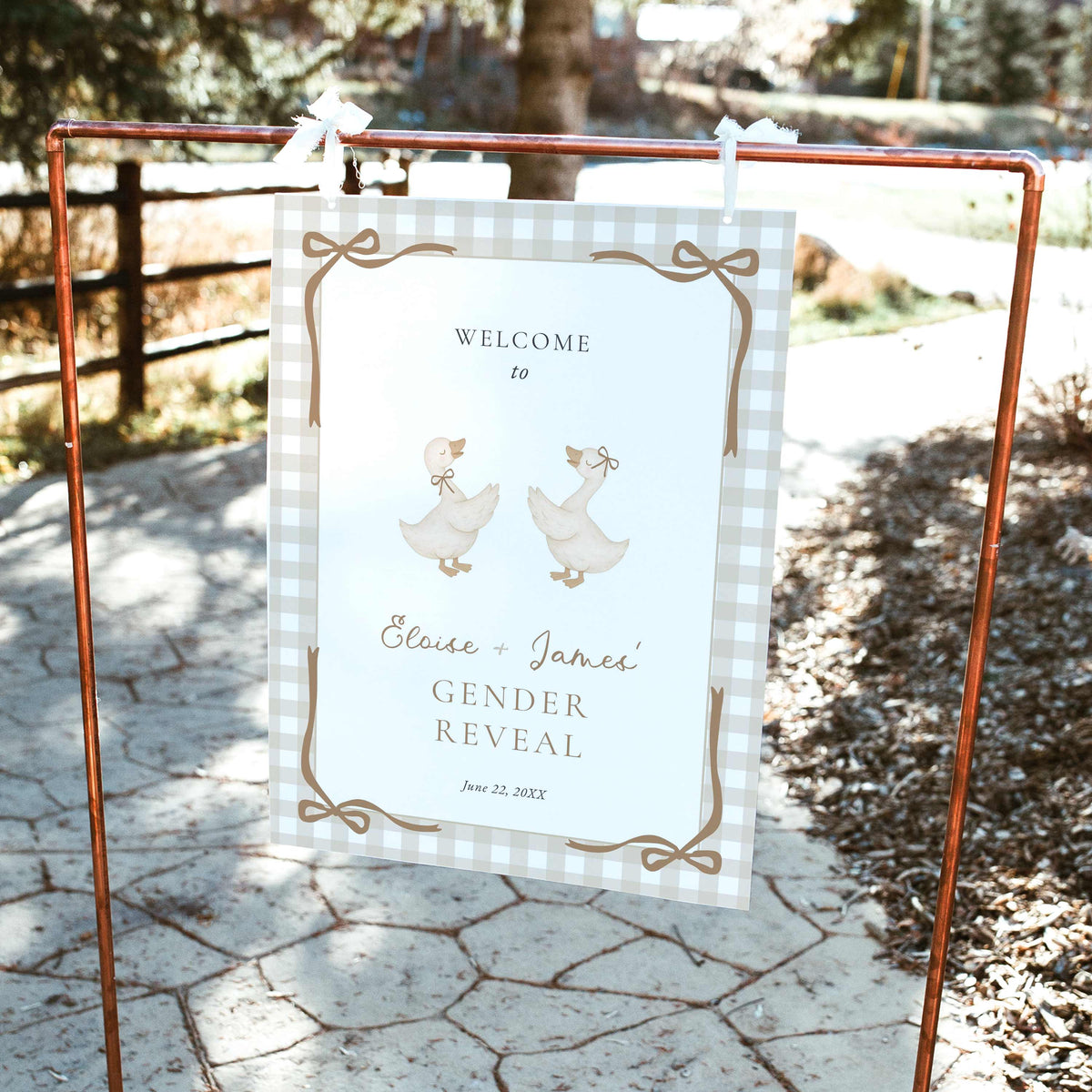 Little Silly Goose Gender Reveal Welcome Sign - Beige