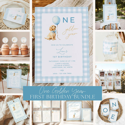Blue Golden Retriever First Birthday Bundle