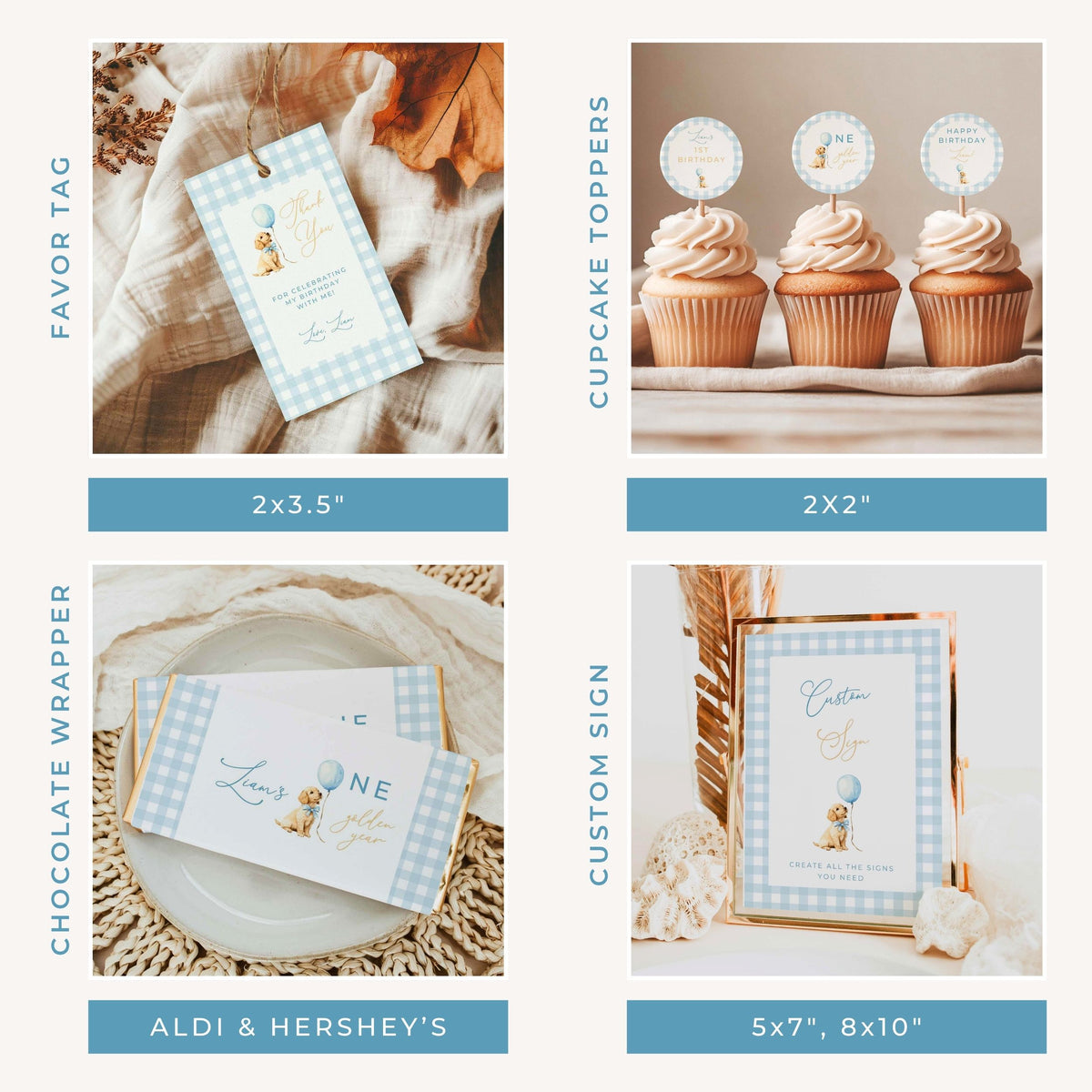 Blue Golden Retriever First Birthday Bundle