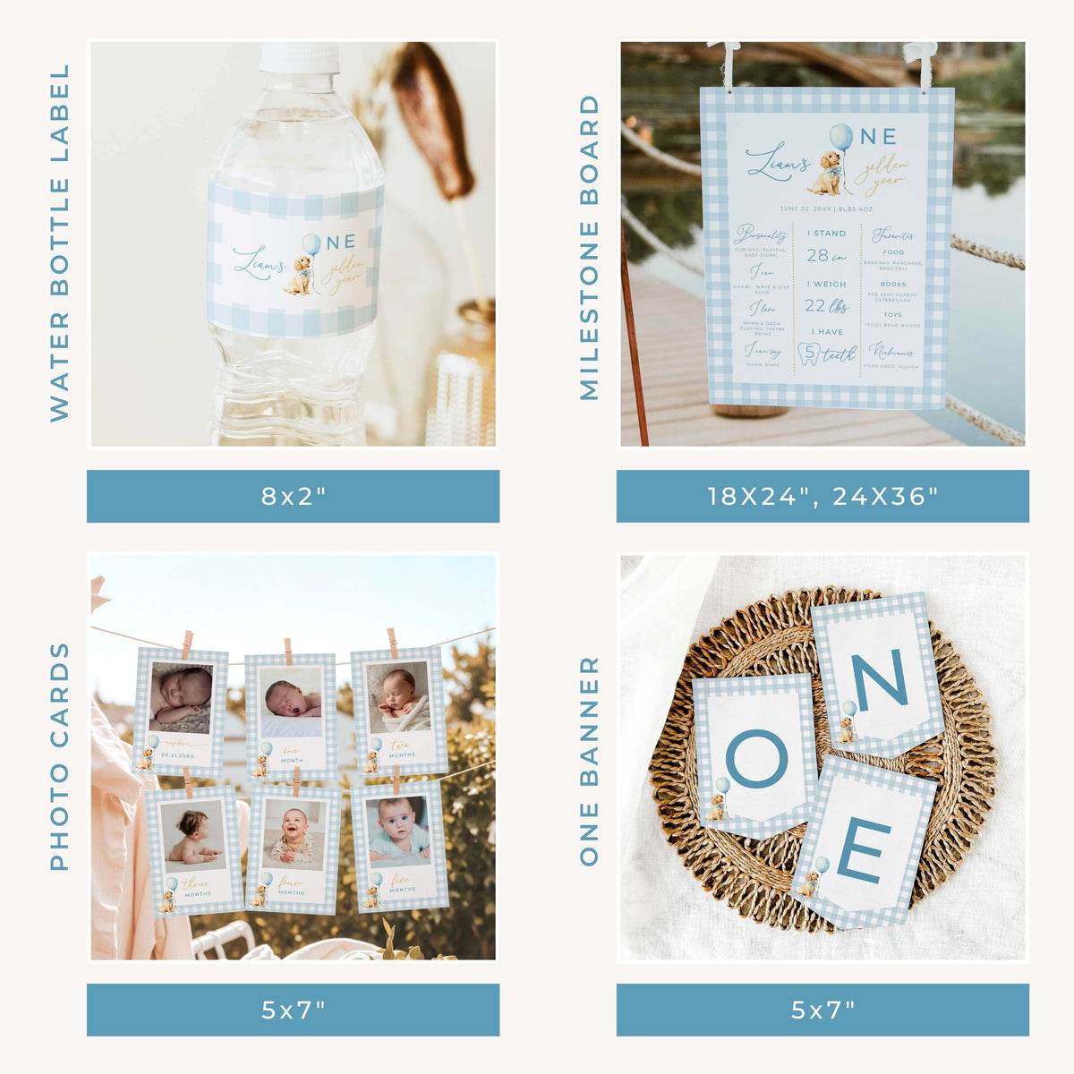 Blue Golden Retriever First Birthday Bundle