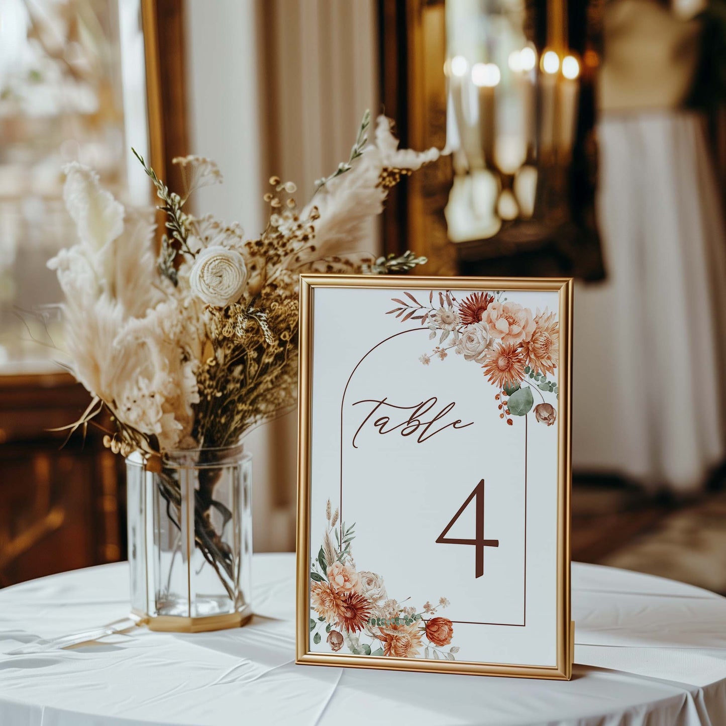 Table Number Sign - Terracotta Bloom