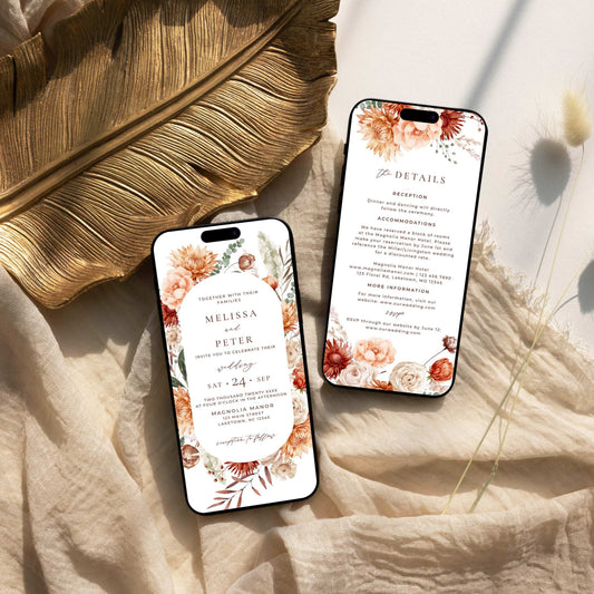 Wedding Digital Invitation Suite - Terracotta Bloom