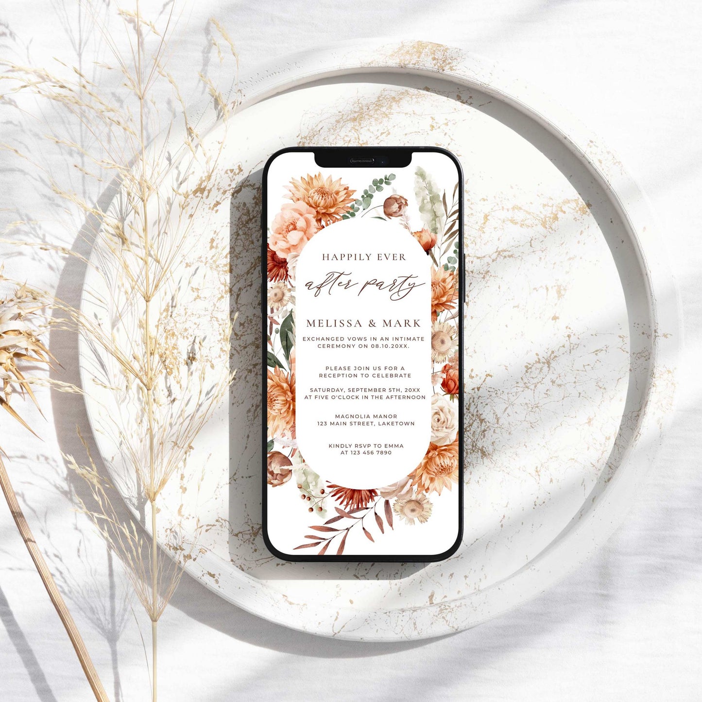 Elopement Digital Invitation - Terracotta Bloom