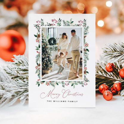 Botanical Greenery Christmas Photo Card