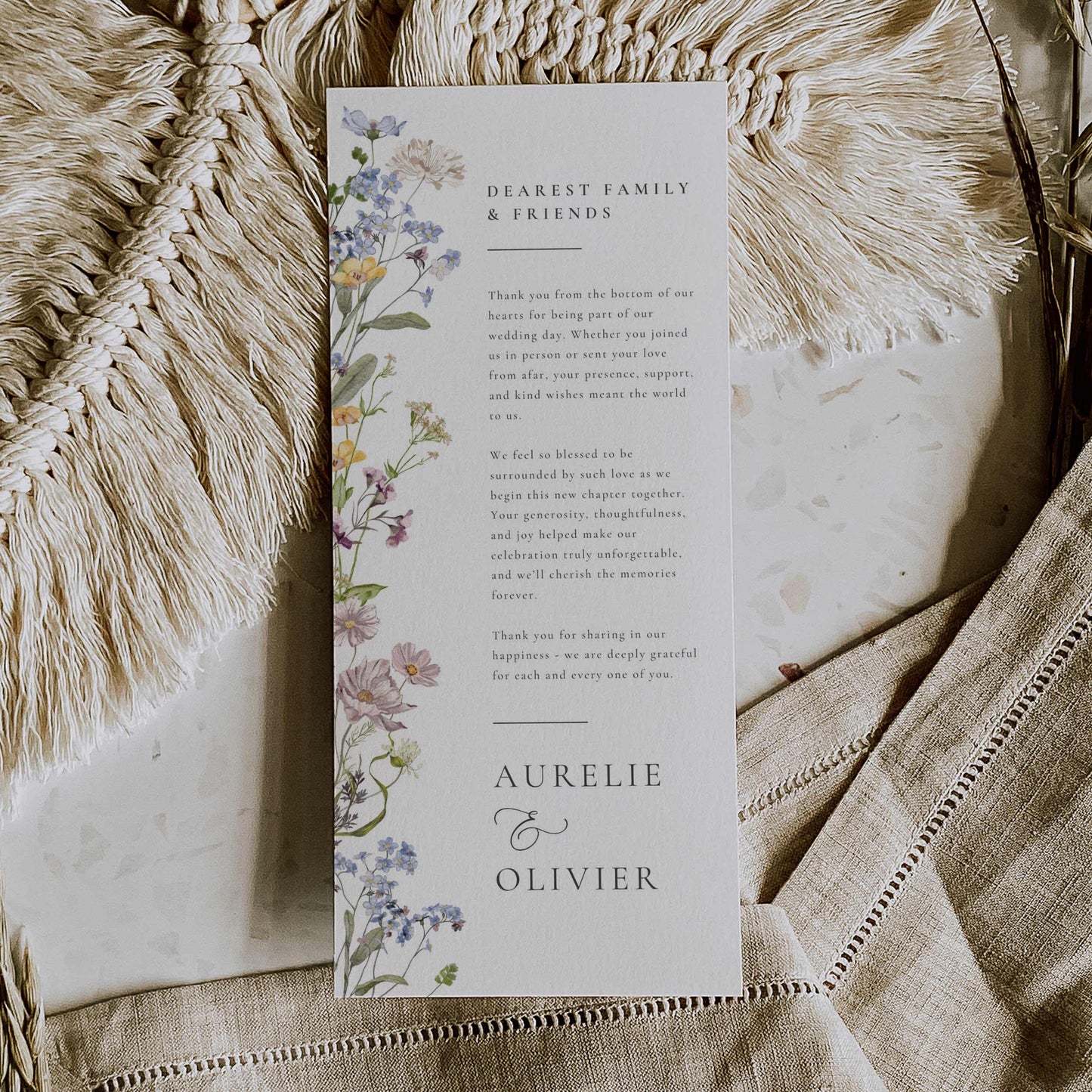 Wildflower Table Setting Thank You Card – Canva Template – Aurelie