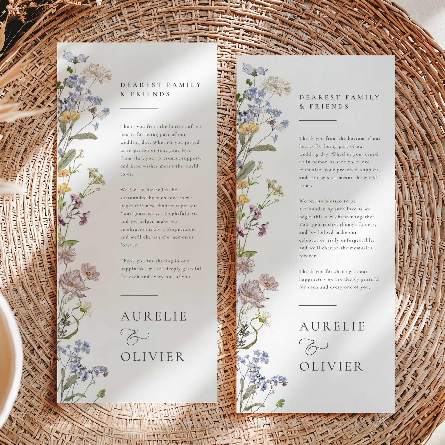 Wildflower Table Setting Thank You Card – Canva Template – Aurelie