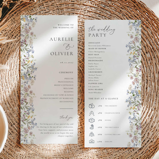 Wildflower Wedding Program – Canva Template – Aurelie