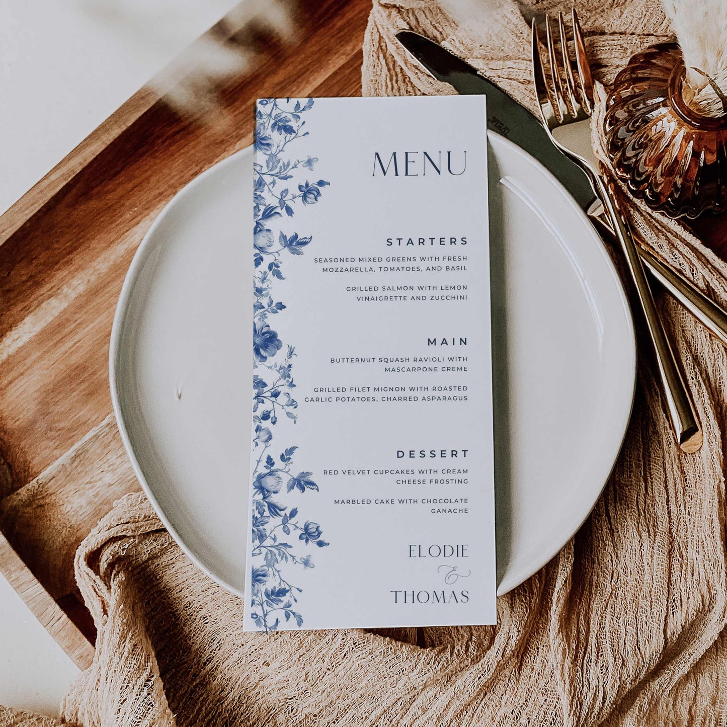Blue Toile Premium Wedding Package – Canva Template – Elodie