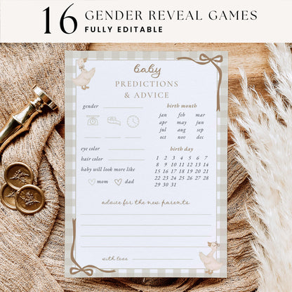 Little Silly Goose Gender Reveal Games Bundle - Beige