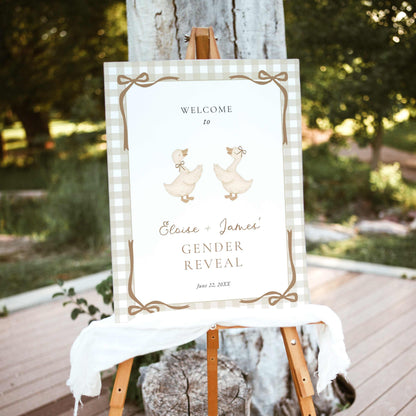Little Silly Goose Gender Reveal Welcome Sign - Beige
