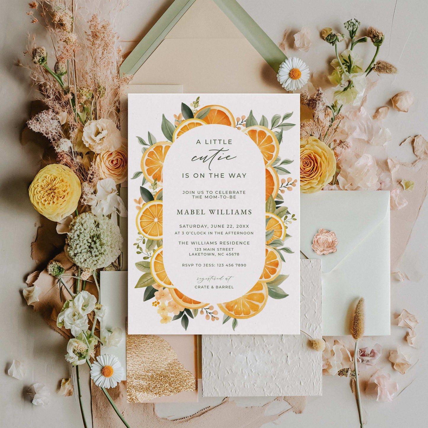 Baby Shower Invitation - Orange Citrus