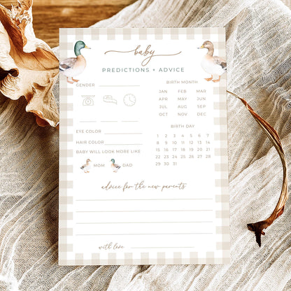 mallard baby shower baby predictions and advice keepsake card