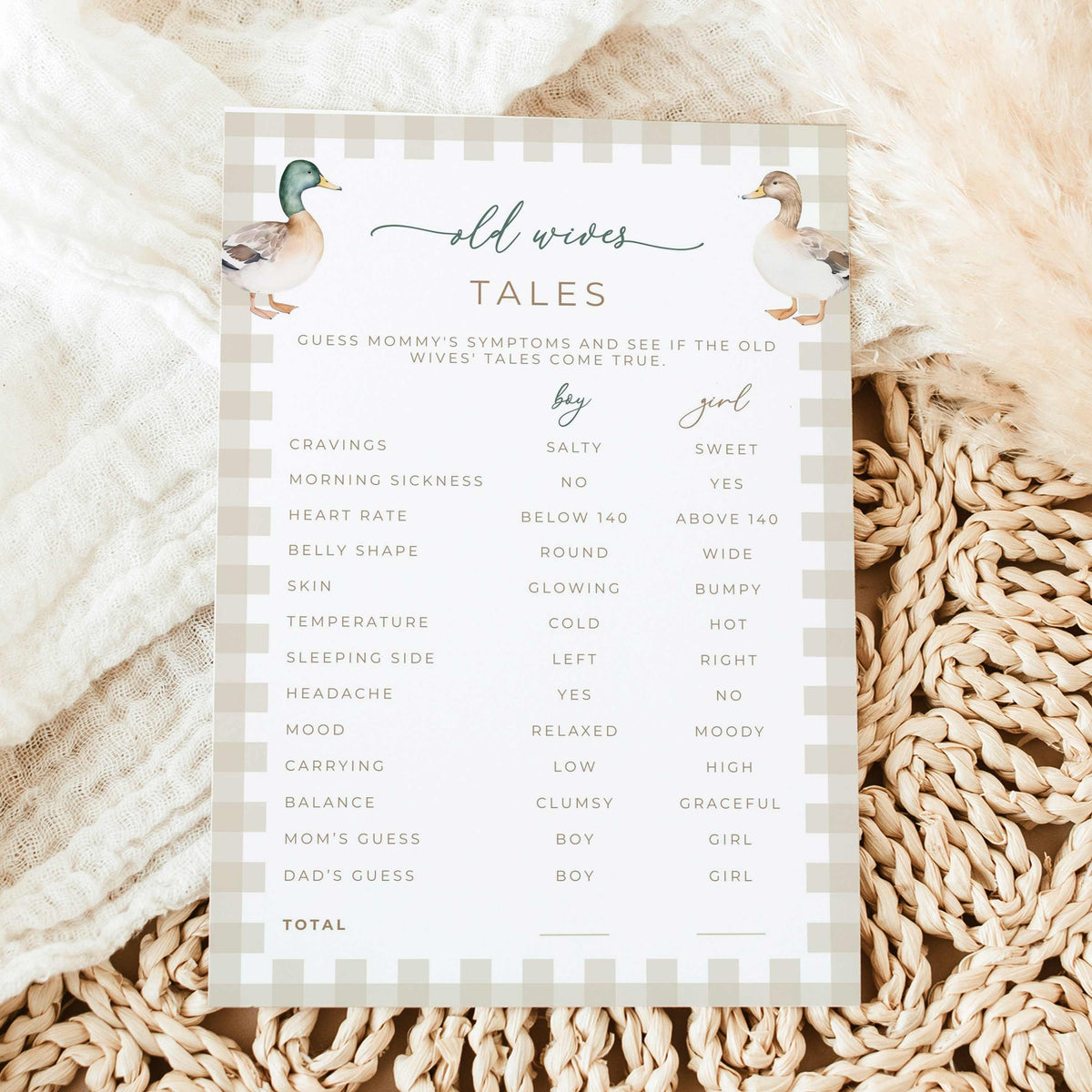 mallard duck baby shower game Old Wives Tales